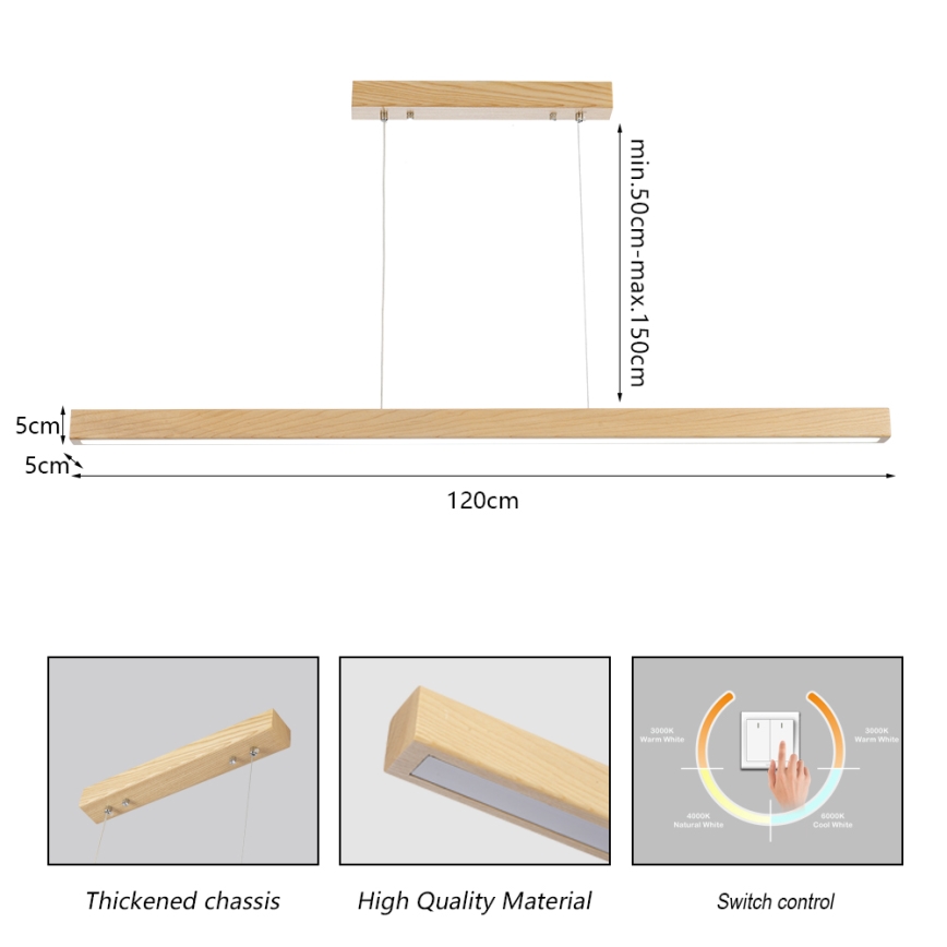 Brilagi - LED lestenec na kablu OAK LED/30W/230V 3000/4500/6000K hrast