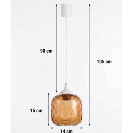 Brilagi - LED lestenec na kablu RETRO GLASS 1xE27/60W/230V premer 14 cm bela/dimno rjava