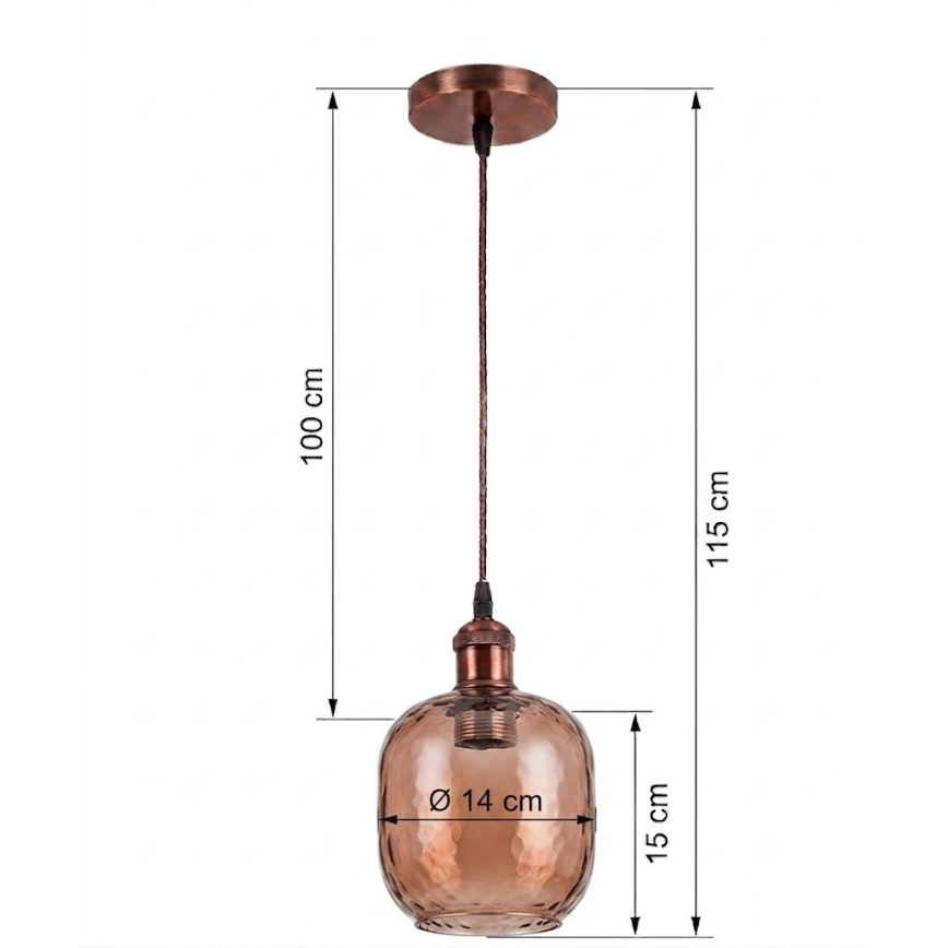 Brilagi - LED lestenec na kablu RETRO GLASS 1xE27/60W/230V premer 14 cm bela/dimno rjava