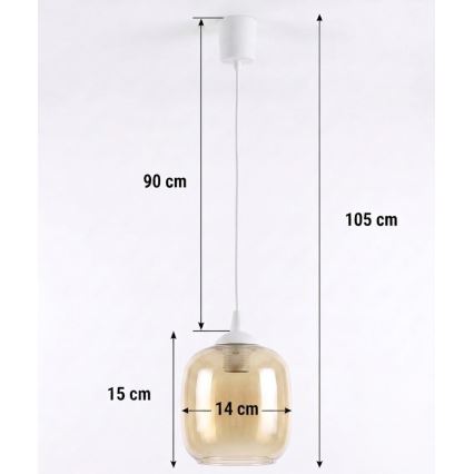 Brilagi - LED lestenec na kablu RETRO GLASS 1xE27/60W/230V premer 14 cm bela/zadimljena rjava