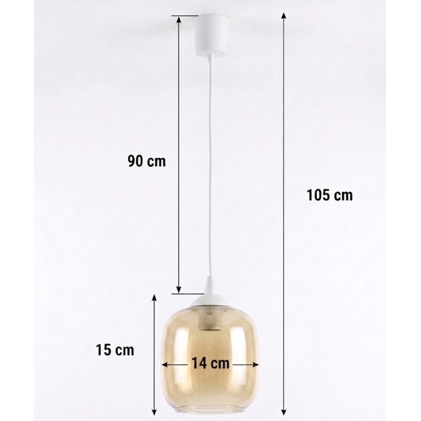 Brilagi - LED lestenec na kablu RETRO GLASS 1xE27/60W/230V premer 14 cm bela/zadimljena rjava