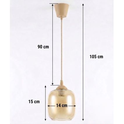 Brilagi - LED lestenec na kablu RETRO GLASS 1xE27/60W/230V premer 14 cm bež/dimljena rjava
