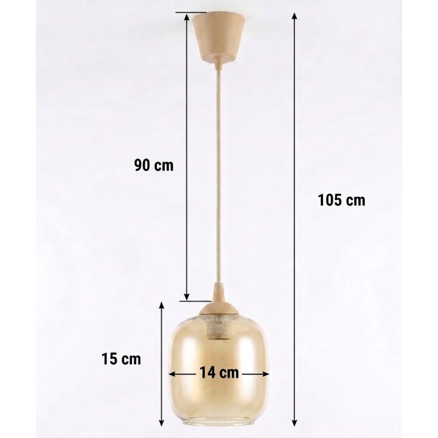 Brilagi - LED lestenec na kablu RETRO GLASS 1xE27/60W/230V premer 14 cm bež/dimljena rjava