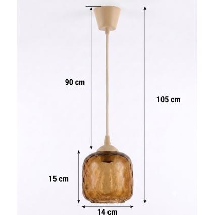 Brilagi - LED lestenec na kablu RETRO GLASS 1xE27/60W/230V premer 14 cm bežna/dimno rjava