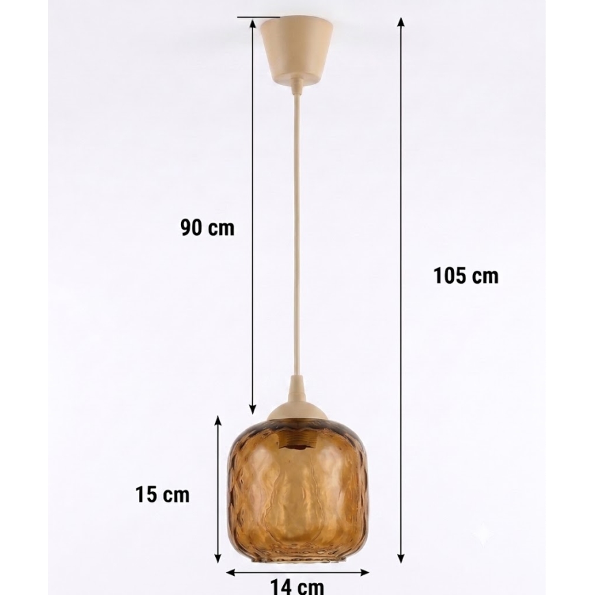 Brilagi - LED lestenec na kablu RETRO GLASS 1xE27/60W/230V premer 14 cm bežna/dimno rjava