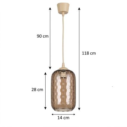 Brilagi - LED viseči lestenec na kablu RETRO GLASS 1xE27/60W/230V premer 14 cm bež/dimna rjava