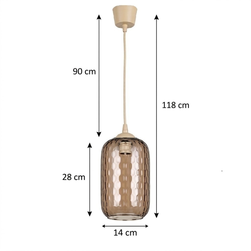 Brilagi - LED viseči lestenec na kablu RETRO GLASS 1xE27/60W/230V premer 14 cm bež/dimna rjava