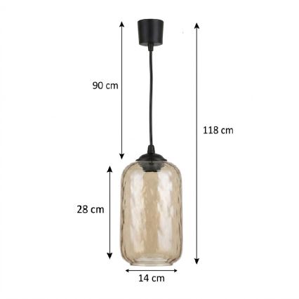 Brilagi - LED lestenec na kablu RETRO GLASS 1xE27/60W/230V premer 14 cm črna/dimno rjava