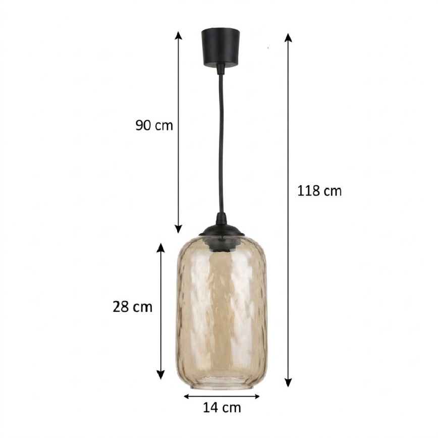 Brilagi - LED lestenec na kablu RETRO GLASS 1xE27/60W/230V premer 14 cm črna/dimno rjava