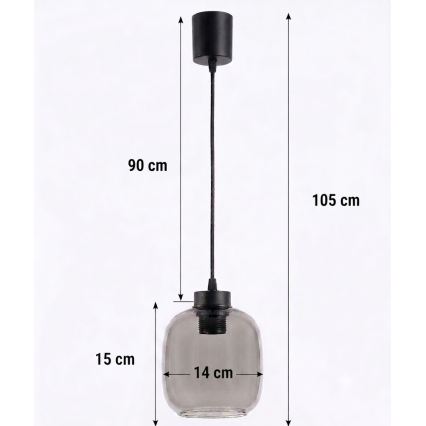 Brilagi - LED viseča svetilka na kablu RETRO GLASS 1xE27/60W/230V premer 14 cm črna/dimno siva