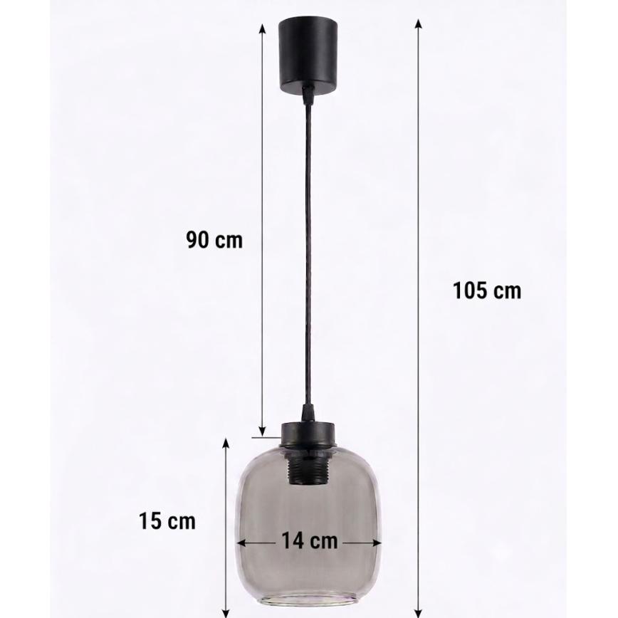 Brilagi - LED viseča svetilka na kablu RETRO GLASS 1xE27/60W/230V premer 14 cm črna/dimno siva