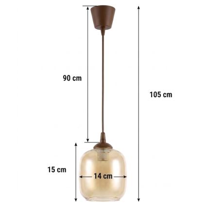 Brilagi - LED lestenec na kablu RETRO GLASS 1xE27/60W/230V premer 14 cm rjava/zadimljena rjava