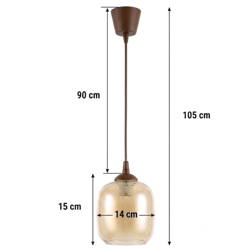 Brilagi - LED lestenec na kablu RETRO GLASS 1xE27/60W/230V premer 14 cm rjava/zadimljena rjava