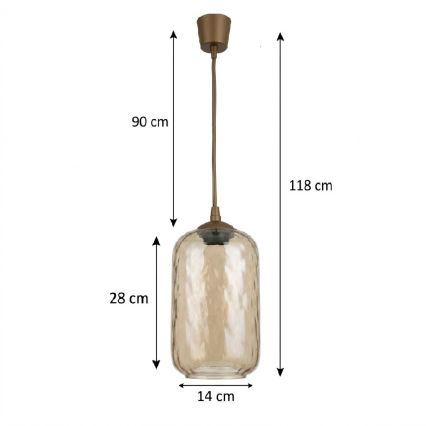 Brilagi - LED viseča svetilka na kablu RETRO GLASS 1xE27/60W/230V premer 14 cm rjava/dimno rjava
