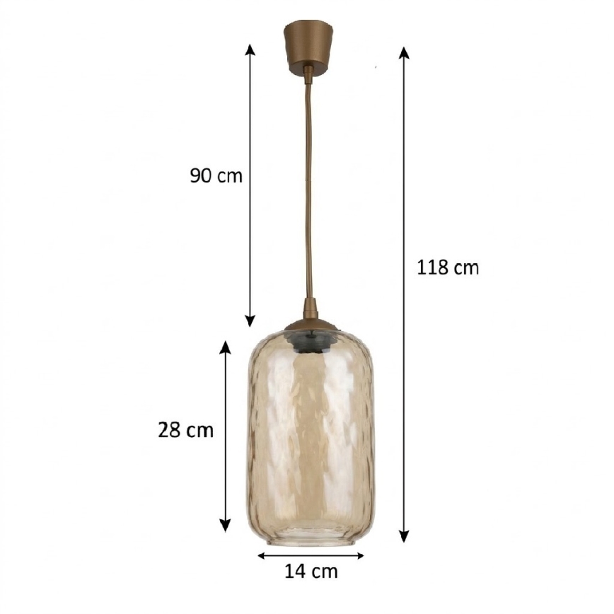 Brilagi - LED viseča svetilka na kablu RETRO GLASS 1xE27/60W/230V premer 14 cm rjava/dimno rjava
