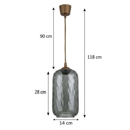 Brilagi - LED viseči lestenec na kablu RETRO GLASS 1xE27/60W/230V Ø 14 cm rjava/dimno siva