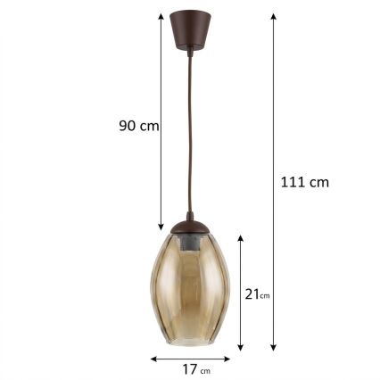 Brilagi - LED viseči lestenec na kablu RETRO GLASS 1xE27/60W/230V premer 17 cm rjava/dimno bež