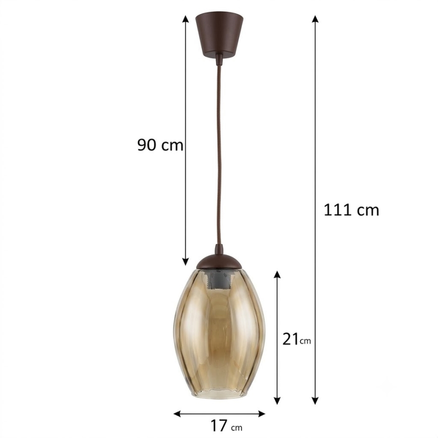 Brilagi - LED viseči lestenec na kablu RETRO GLASS 1xE27/60W/230V premer 17 cm rjava/dimno bež