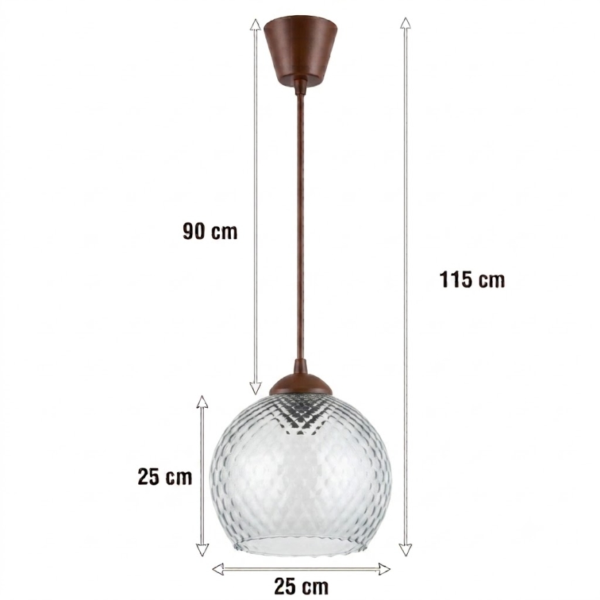 Brilagi - LED lestenec na kablu RETRO GLASS 1xE27/60W/230V premer 25 cm rjava/dimna siva