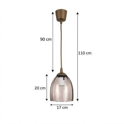 Brilagi - LED lestenec na kablu RETRO GLASS 1xE27/60W/230V premer 17 cm rjava/dimno bež