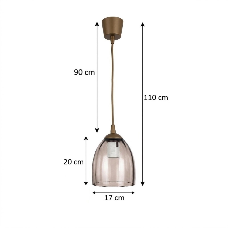 Brilagi - LED lestenec na kablu RETRO GLASS 1xE27/60W/230V premer 17 cm rjava/dimno bež
