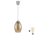 Brilagi - LED lestenec na kablu RETRO GLASS 1xE27/60W/230V pr. 17 cm srebrn/dimljen bež