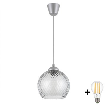 Brilagi - LED lestenec na kablu RETRO GLASS 1xE27/60W/230V pr. 25 cm srebrna/dimno siva