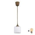 Brilagi - LED lestenec na kablu RETRO GLASS 1xE27/60W/230V premer 10 cm rjava/bela
