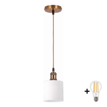 BRILAGI - LED lestenec na kablu RETRO GLASS 1xE27/60W/230V premer 10 cm zlata/bela