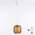 Brilagi - LED lestenec na kablu RETRO GLASS 1xE27/60W/230V premer 14 cm bela/dimno rjava