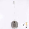Brilagi - LED lestenec na kablu RETRO GLASS 1xE27/60W/230V premer 14 cm bela/dimno siva