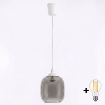 Brilagi - LED lestenec na kablu RETRO GLASS 1xE27/60W/230V premer 14 cm bela/dimno siva