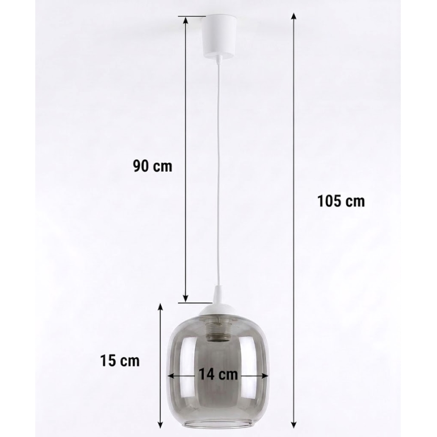 Brilagi - LED lestenec na kablu RETRO GLASS 1xE27/60W/230V premer 14 cm bela/dimno siva