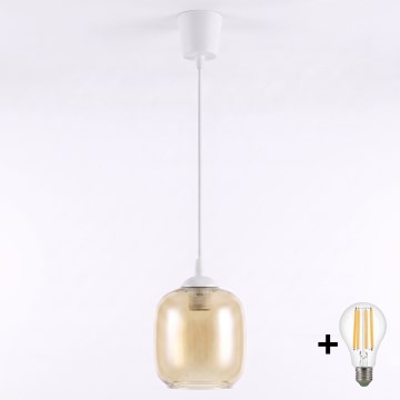 Brilagi - LED lestenec na kablu RETRO GLASS 1xE27/60W/230V premer 14 cm bela/zadimljena rjava