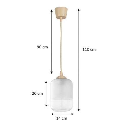 Brilagi - LED lestenec na kablu RETRO GLASS 1xE27/60W/230V premer 14 cm bež/bela