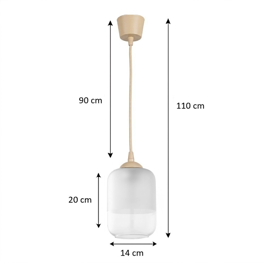 Brilagi - LED lestenec na kablu RETRO GLASS 1xE27/60W/230V premer 14 cm bež/bela