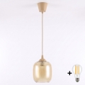 Brilagi - LED lestenec na kablu RETRO GLASS 1xE27/60W/230V premer 14 cm bež/dimljena rjava