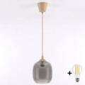 Brilagi - LED lestenec na kablu RETRO GLASS 1xE27/60W/230V premer 14 cm bež/dimno siva