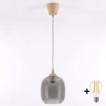 Brilagi - LED lestenec na kablu RETRO GLASS 1xE27/60W/230V premer 14 cm bež/dimno siva
