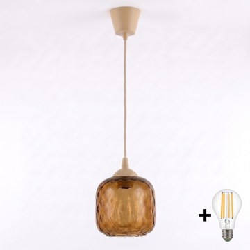 Brilagi - LED lestenec na kablu RETRO GLASS 1xE27/60W/230V premer 14 cm bežna/dimno rjava