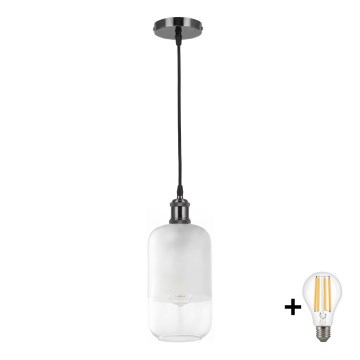 BRILAGI - LED lestenec na kablu RETRO GLASS 1xE27/60W/230V premer 14 cm črna/bela