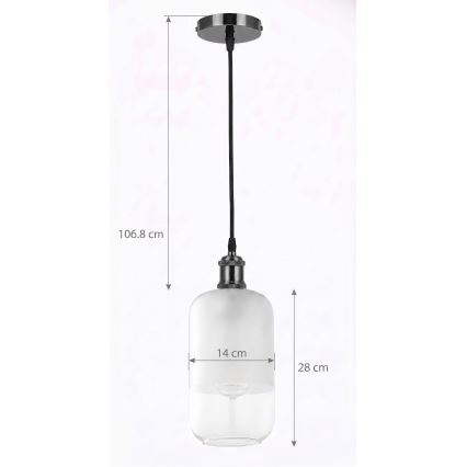 BRILAGI - LED lestenec na kablu RETRO GLASS 1xE27/60W/230V premer 14 cm črna/bela