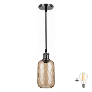 BRILAGI - LED lestenec na kablu RETRO GLASS 1xE27/60W/230V premer 14 cm črna/dimna rjava