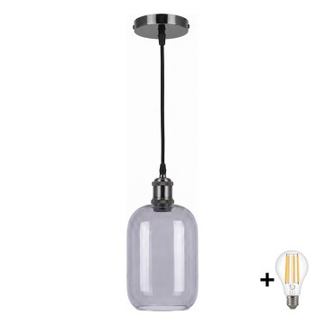 BRILAGI - LED lestenec na kablu RETRO GLASS 1xE27/60W/230V premer 14 cm črna/dimna siva