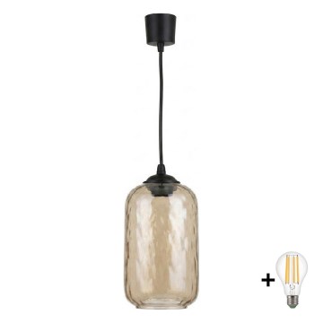 Brilagi - LED lestenec na kablu RETRO GLASS 1xE27/60W/230V premer 14 cm črna/dimno rjava