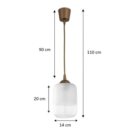 BRILAGI - LED lestenec na kablu RETRO GLASS 1xE27/60W/230V premer 14 cm rjava/bela