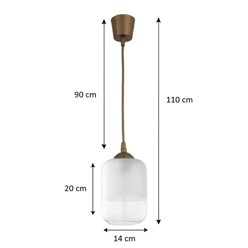BRILAGI - LED lestenec na kablu RETRO GLASS 1xE27/60W/230V premer 14 cm rjava/bela