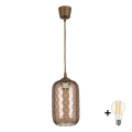 Brilagi - LED lestenec na kablu RETRO GLASS 1xE27/60W/230V premer 14 cm rjava//dimna rjava