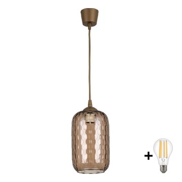 Brilagi - LED lestenec na kablu RETRO GLASS 1xE27/60W/230V premer 14 cm rjava//dimna rjava