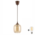 Brilagi - LED lestenec na kablu RETRO GLASS 1xE27/60W/230V premer 14 cm rjava/zadimljena rjava
